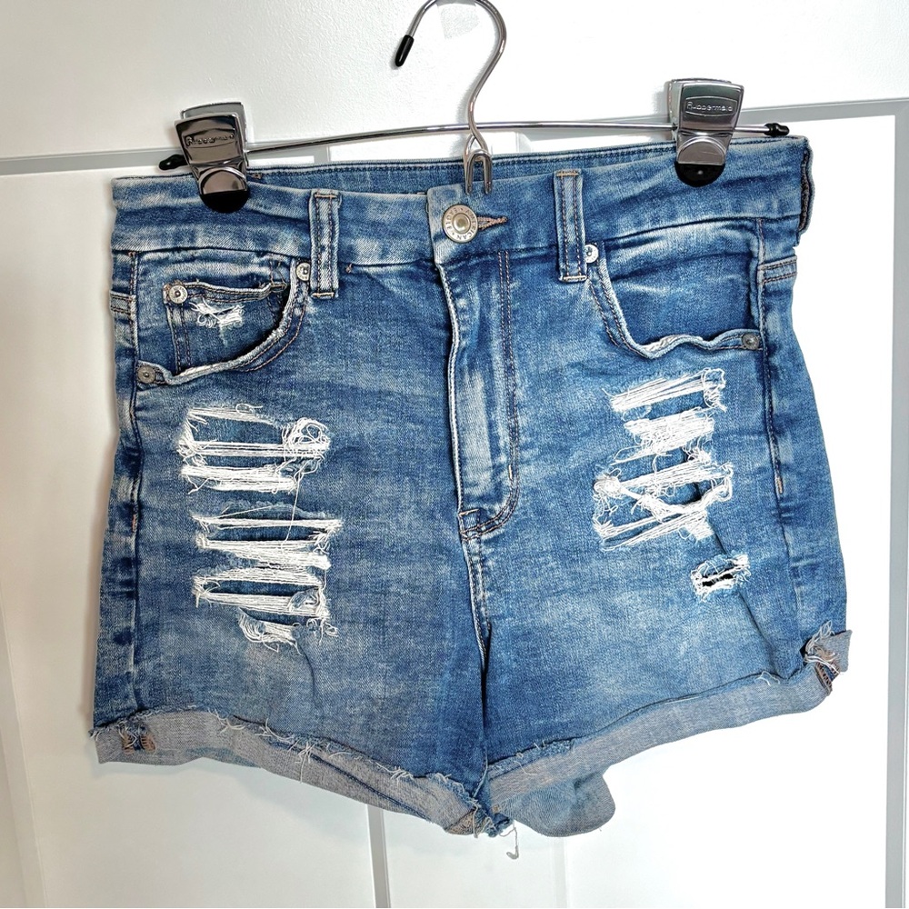 Size 4 (Four) Hollister Denim Medium Wash Jean Shorts with Rips